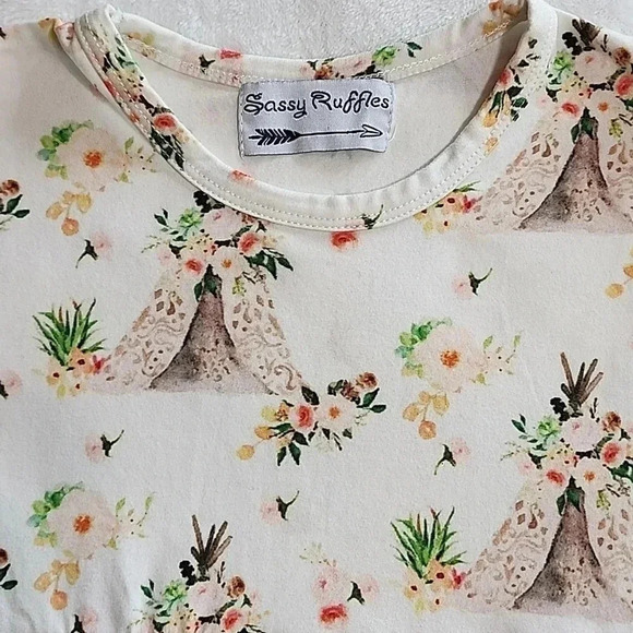 Girls Sassy Ruffles Boutique Dress with Crocheted Ruffles, Cream, Size 2T, EUC - Picture 4 of 8